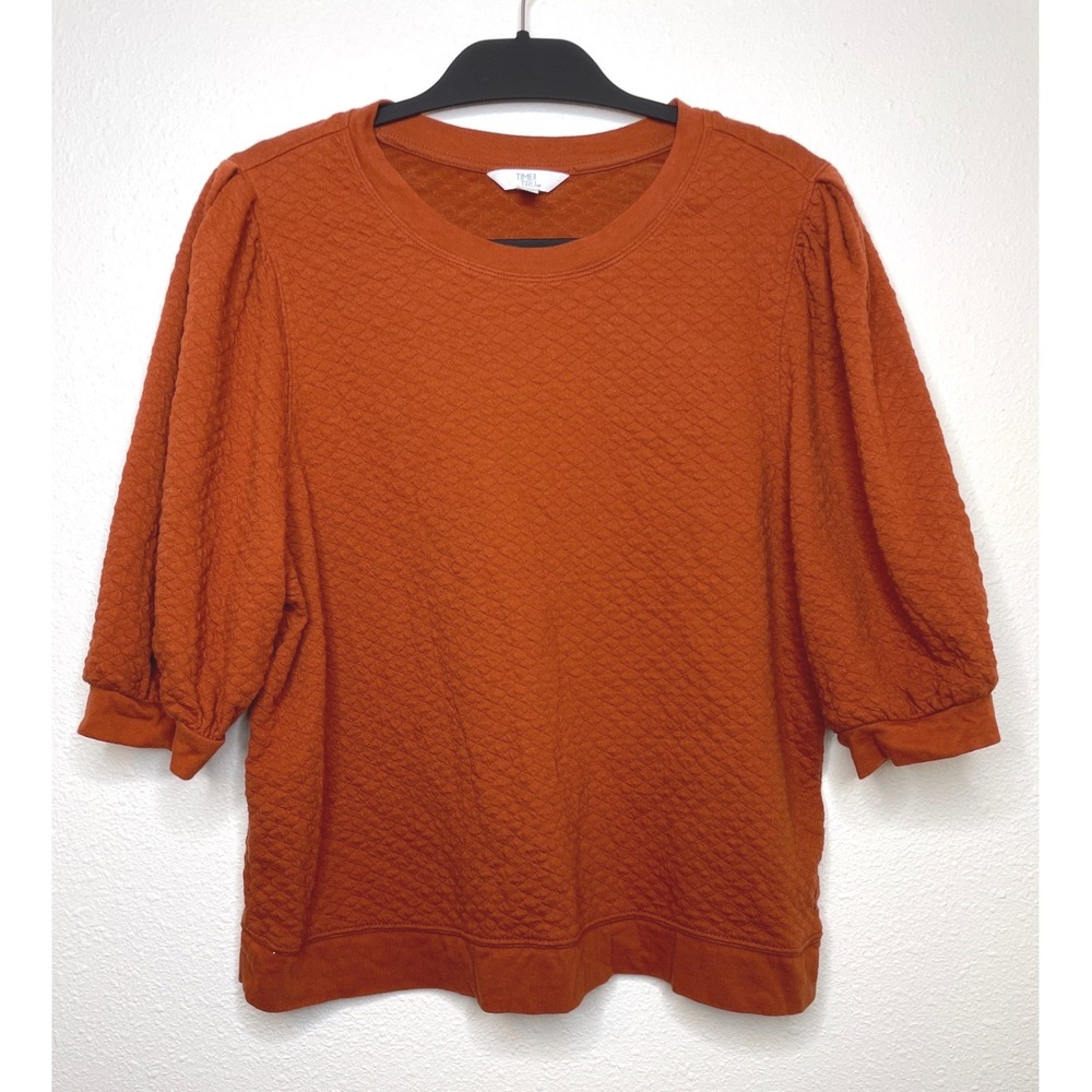 Women Top Quilted Puff 3/4 Sleeve XL Orange